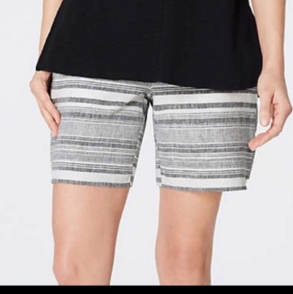 J. Jill Pants - J. Jill linen blend Gray and white striped shorts size X3